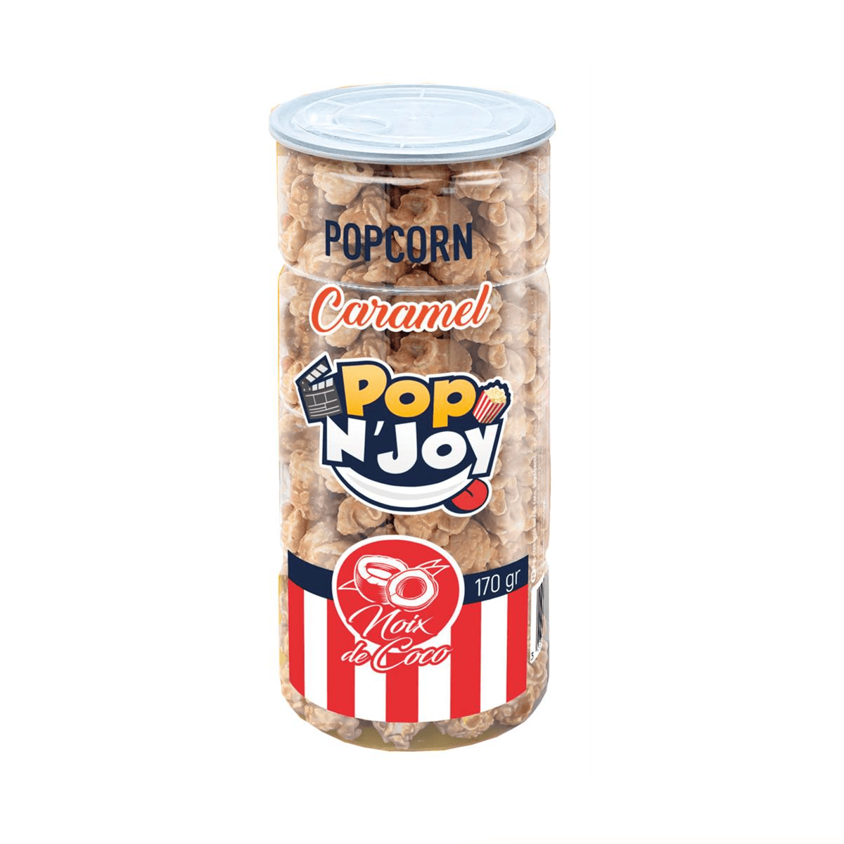 Popcorn Pop N' Joy Caramel & Noix de Coco Tube de 170g