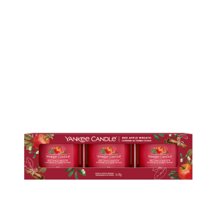 Red Apple Wreath Coffret 3 Votives en Verre